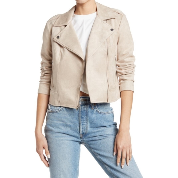 Faux Suede Moto Bone Color Womens Jacket BB Dakota by Steve Madden NEW! - Picture 3 of 5